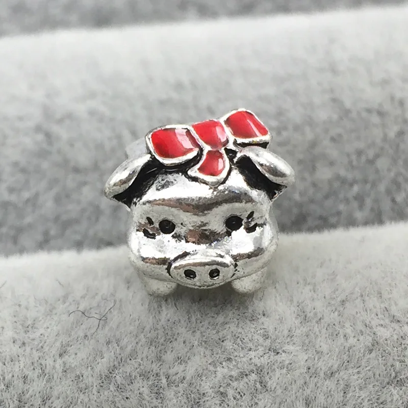 Свинка свинка Красная эмаль очаровательные Европейские Бусины подходят для