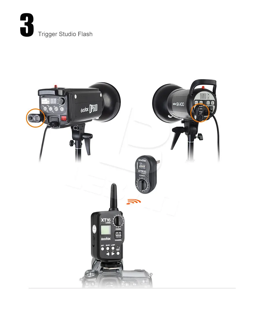 Godox XTR-16 Беспроводной 2,4G дистанционное управление Управление приемник вспышки для X1C X1N XT-16 трансмиттер триггер Wistro AD360/DE/QT/DP/QS/GS/GT