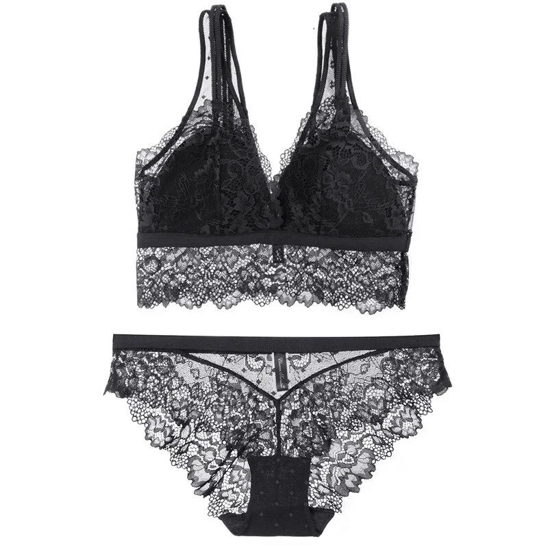 Комплект женского кружевного нижнего белья с чашками пуш-ап | Женская одежда