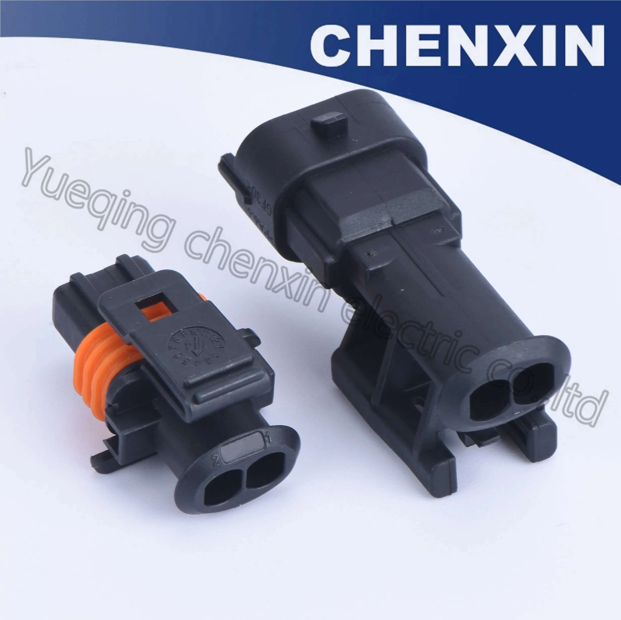 Черный 2-контактный автомобильный водонепроницаемый разъем пластиковый провод