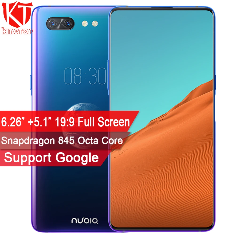Мобильный телефон zte Nubia X 8 ГБ+ 128 Гб Snapdragon 845 Octa Core 6,26+ 5,1 дюймов двойной экран 16+ 24 Мп камера 3800 мАч отпечатков пальцев