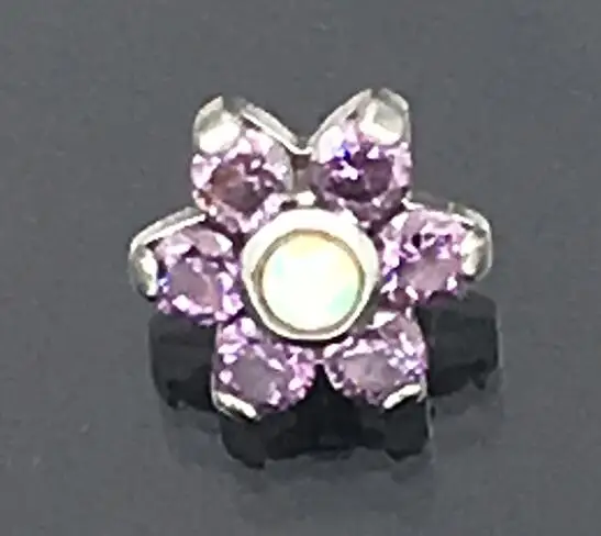 Purple 1 шт. G23 Титан и опал драгоценный камень Микро Кожный Якорь Топ Кожа дайвер поверхность пирсинг скрывает верхние измерительные приборы ювелирное изделие для тела - Окраска металла: Purple