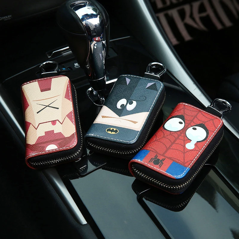 

2019 New car key cover holder shell pattern PU Leather Key Wallets Cartoon Key Purse Unisex Buckle Key Case Housekeeper Holder