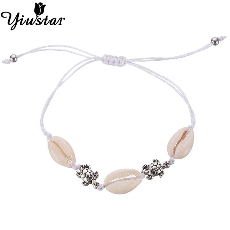 Yiustar Sea Animal Turtle Beach Shell Choker Bracelets Bangles Women hombre Boho Jewelry Hand Knit Bracelet Summer Conch Gifts | Украшения