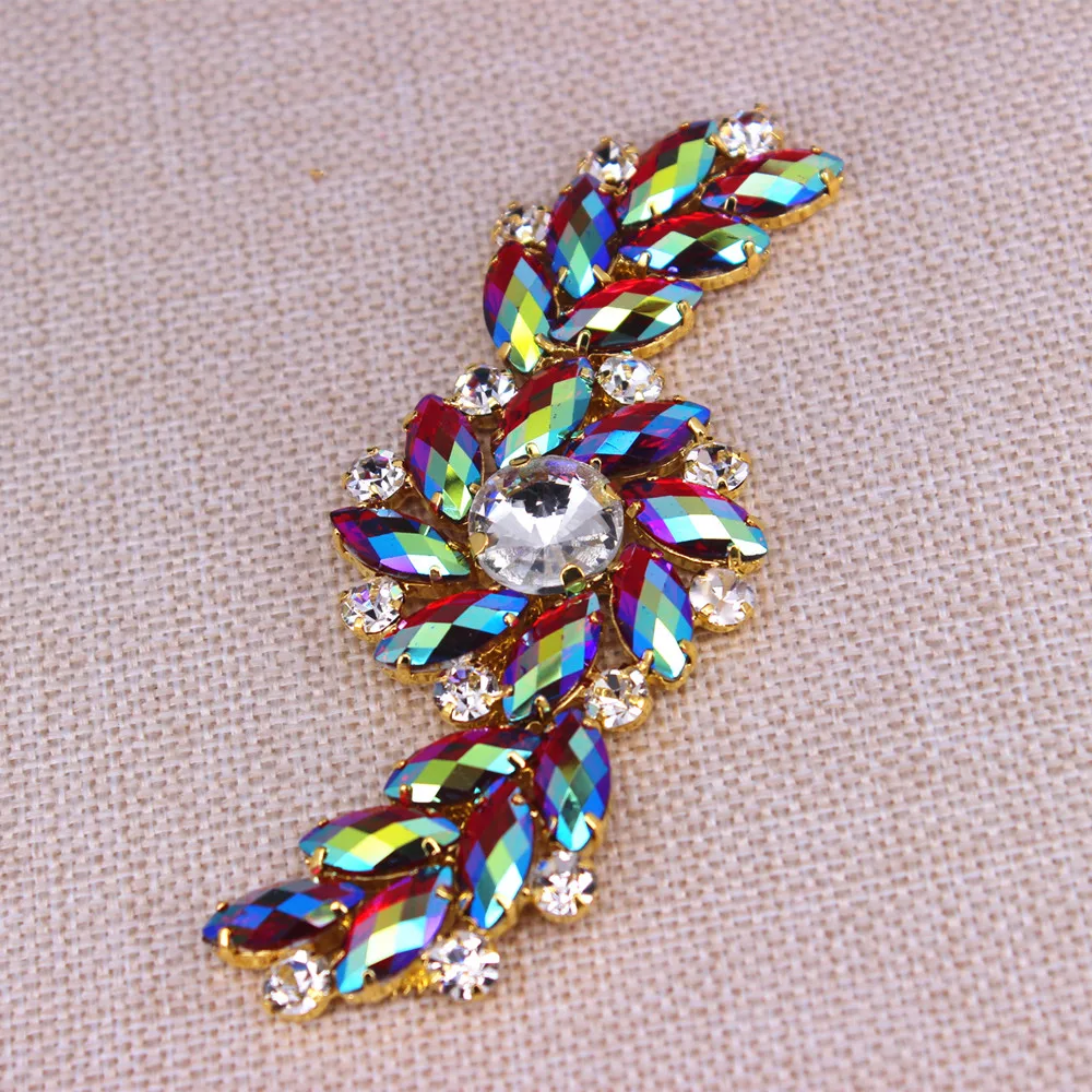 Аппликация Стразы с эффектом бензина 1 шт.|Свадебные пояса| |