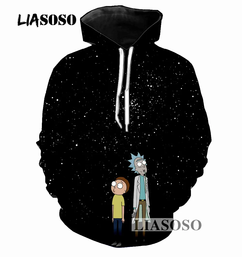 LIASOSO, забавный Рик и Морти, толстовки для мужчин и женщин, уличная одежда, хипстерские пуловеры, толстовки с капюшоном, с 3d принтом, Свитшот R3581