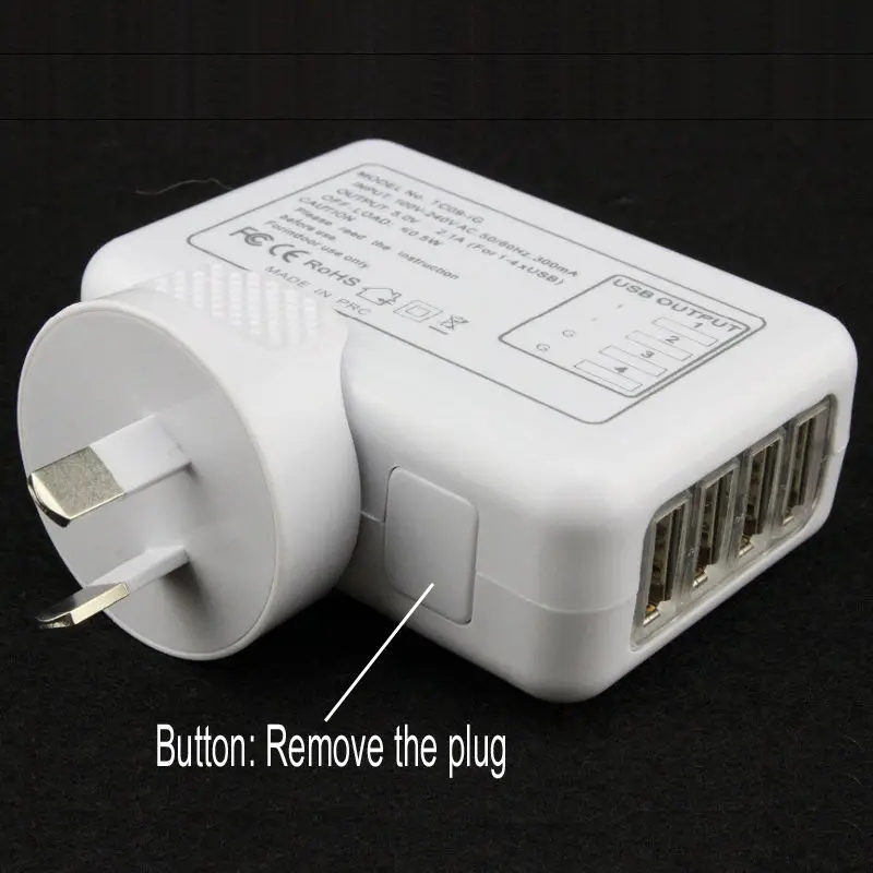 5 V 2.1a 10 Вт 4 USB порты и разъёмы стены зарядное устройство адаптер переменного тока Великобритании/ЕС/США/АС Plug для iPhone samsung