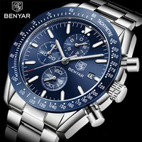 benyar 2021 new men watch business full steel quartz top brand luxury casual waterproof sports male wristwatch relogio masculino