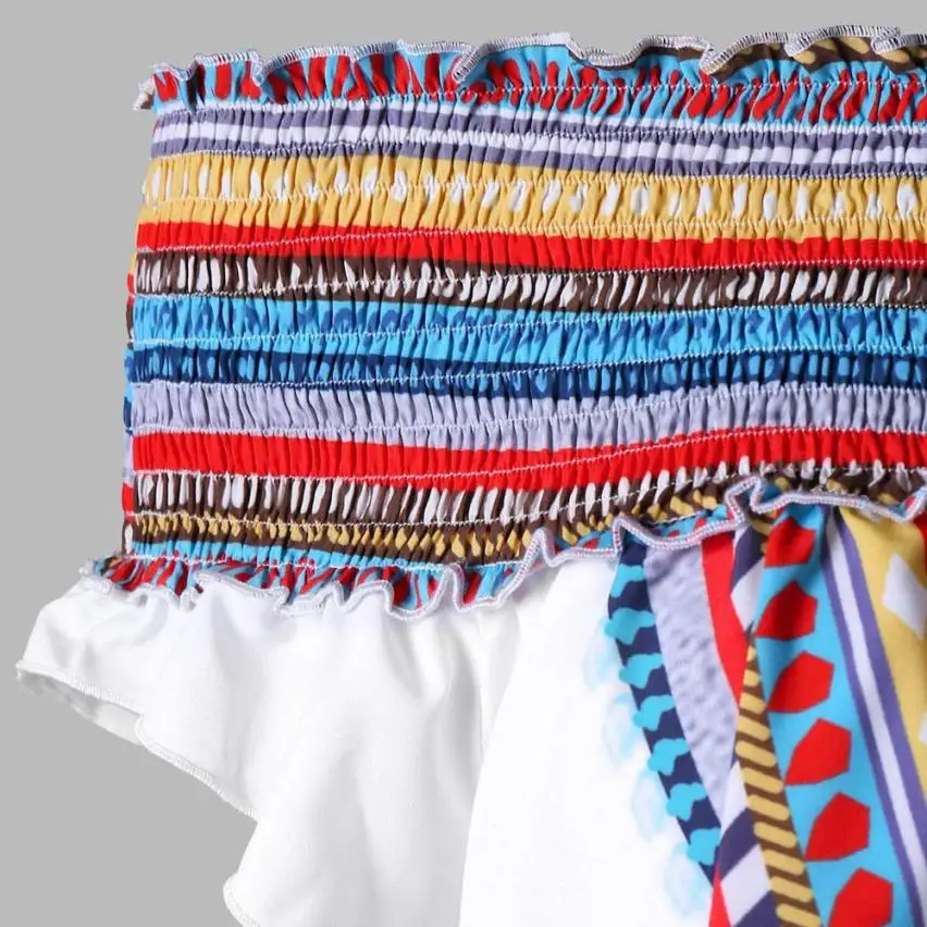 Plus Size 5XL Ladies blusas Fashion Womens specialColorful Ethnic Elastic Print Off Shoulder Tunic Blouse Tops summer 2018 #F |