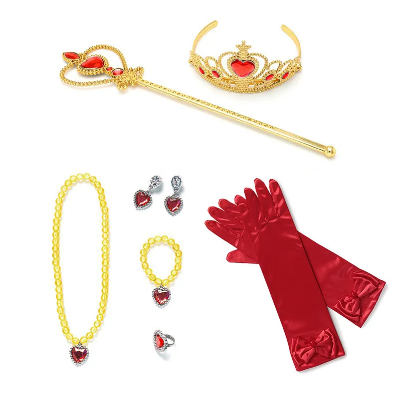 9PCS Accessories Платье Белоснежки; нарядный сказочный костюм для девочек; Детские вечерние платья для костюмированной вечеринки; бальное платье принцессы; одежда для ролевых игр - Цвет: 9PCS Accessories