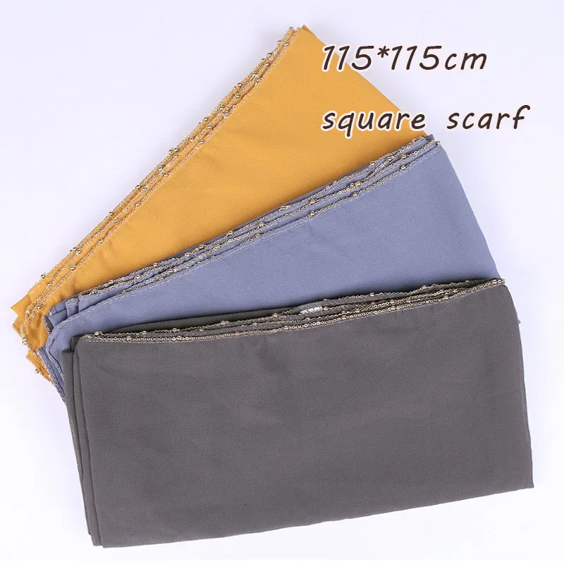 Новый стиль квадратный шифоновый хиджаб с пузырьками шарф позолоченная цепочка