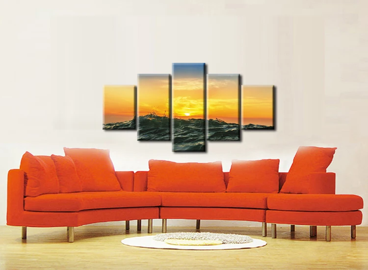 5 шт. фотографии настенный домашний декор гостиная пляж закат картина печать на