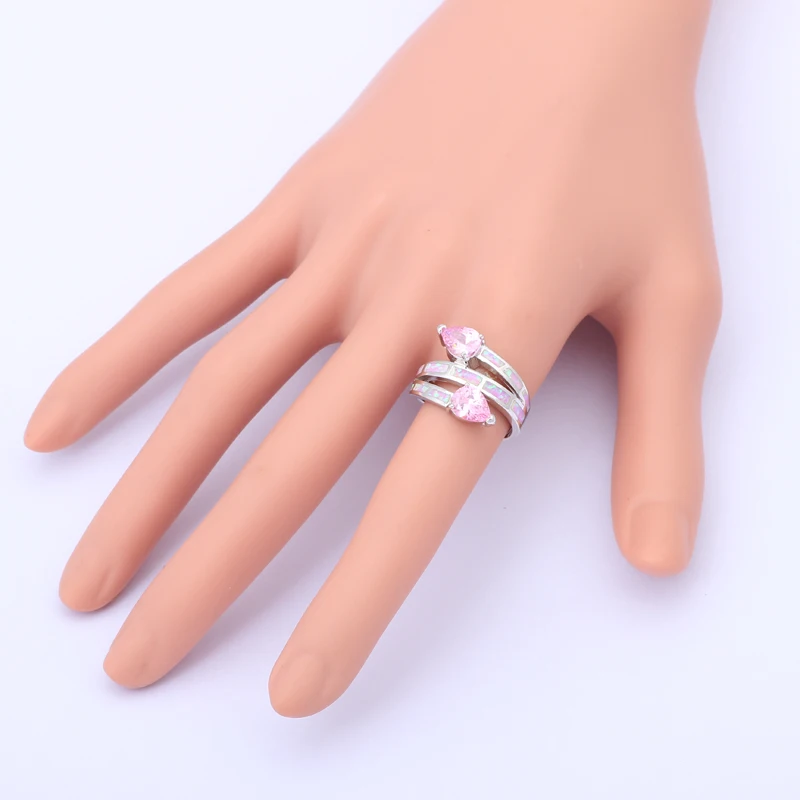 Красивые розовые капли воды Кристалл Модные украшения Розовый огненный опал