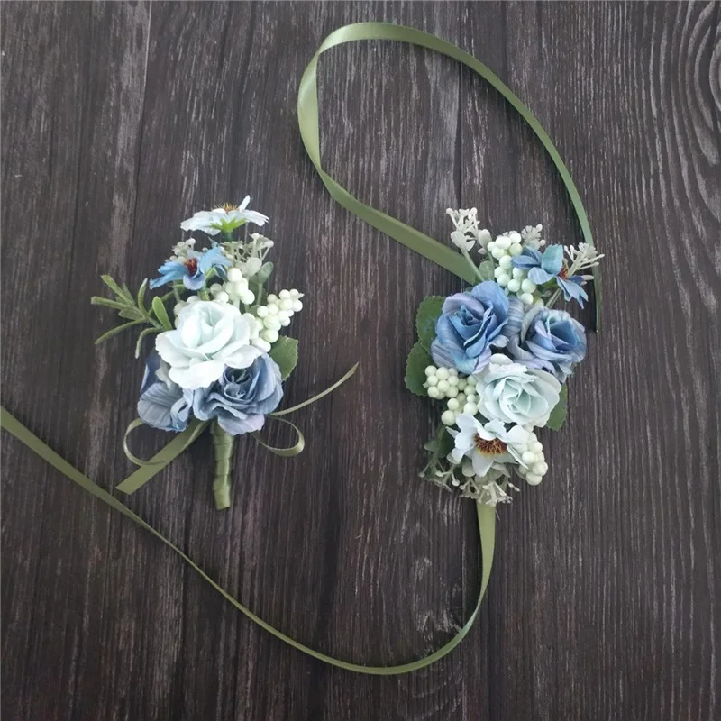 50 шт. Свадебный бутоньерка Белый Браслет корсаж на запястье свадебный цветок для