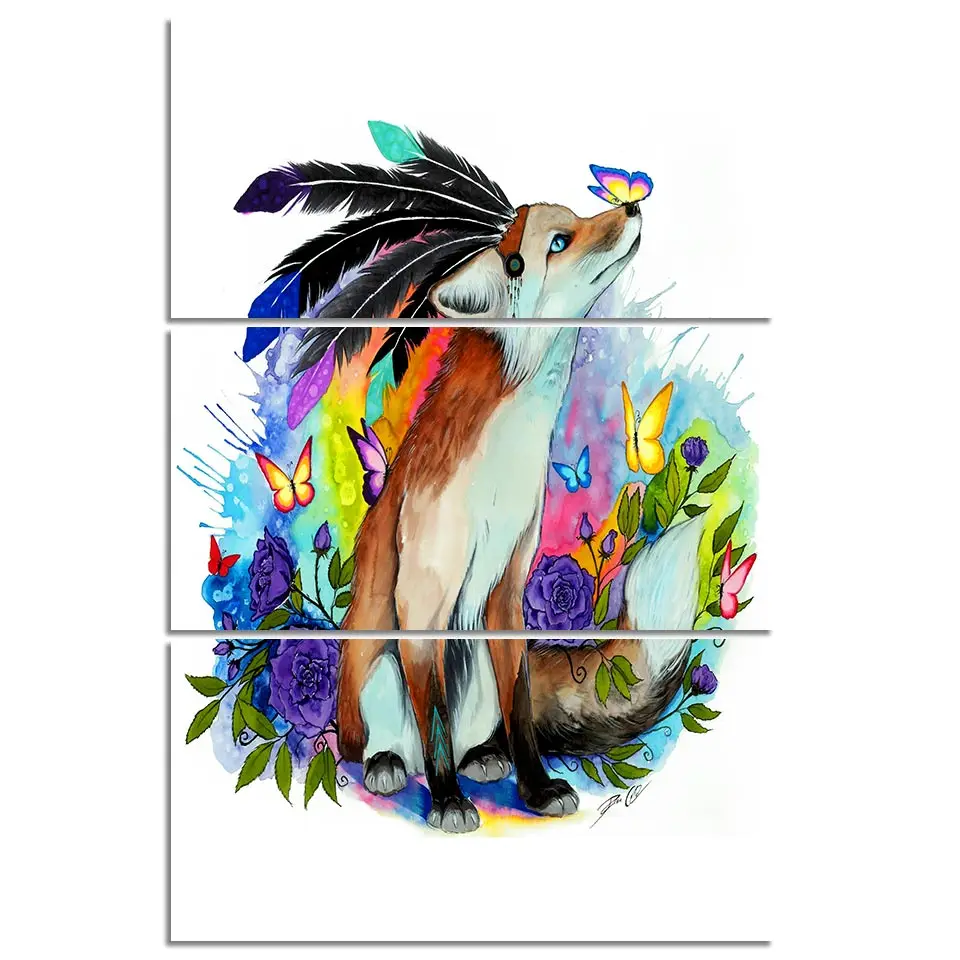 Fuchs friend by Pixie Cold Art HD печать 3 шт холст искусство настенные картины для гостиной с