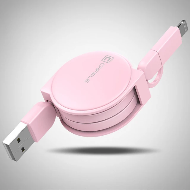 Pink Cafele Тип C микро USB кабель 2 в 1 для зарядки Кабели для iPhone X Xs Max выдвижной Зарядное устройство кабель для samsung Xiaomi huawei - Цвет: Pink