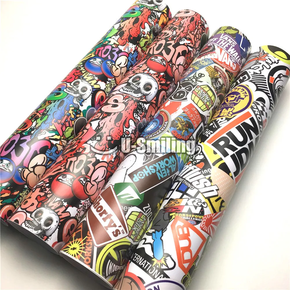 HD Print JDM Sticker bomb Vinyl Wrap Film Roll Graffiti Cartoon Car Wrapping Sticker Console Computer Laptop Skin Motorcycle