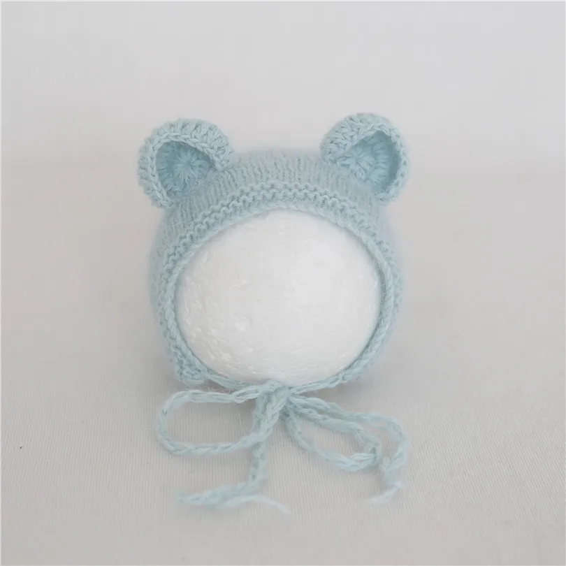 Angora Newborn Photo Prop Bear Hat Knitted Baby Bonnet Vintage New born Animal Birthday Gift Ready to Ship | Детская одежда и