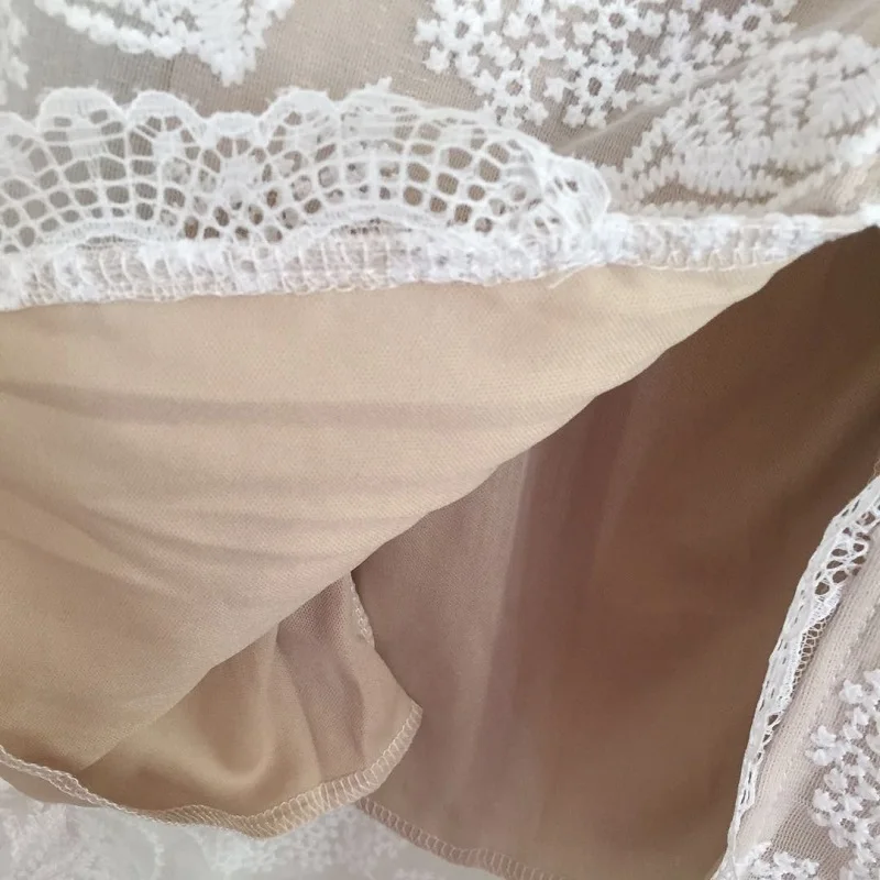 2019 новое белое платье с длинным рукавом сексуальное кружевное v-образным вырезом