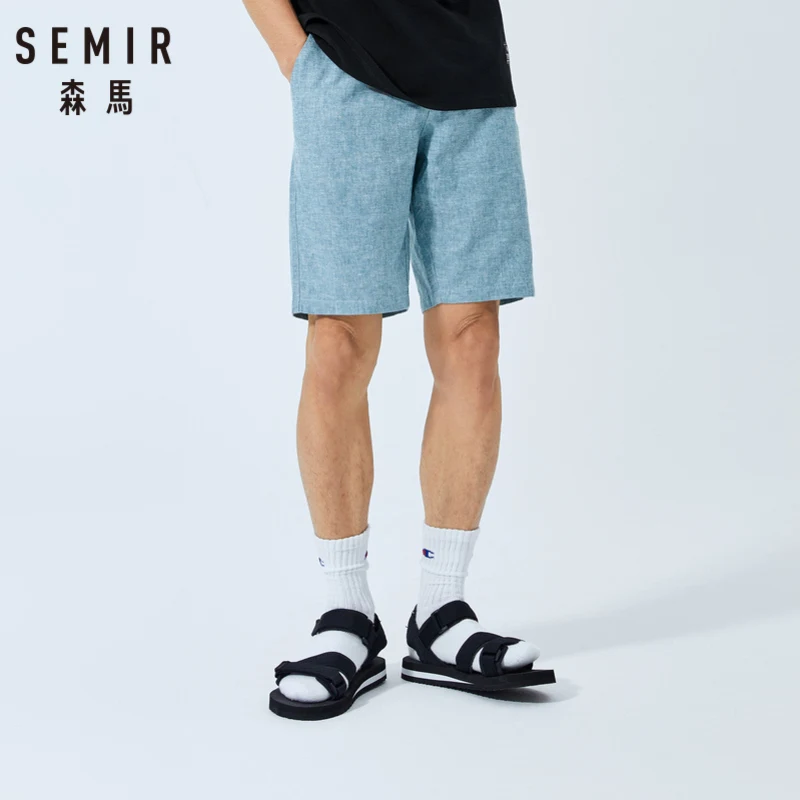 Мужские повседневные шорты SEMIR летние дышащие из хлопка и льна в Корейском стиле