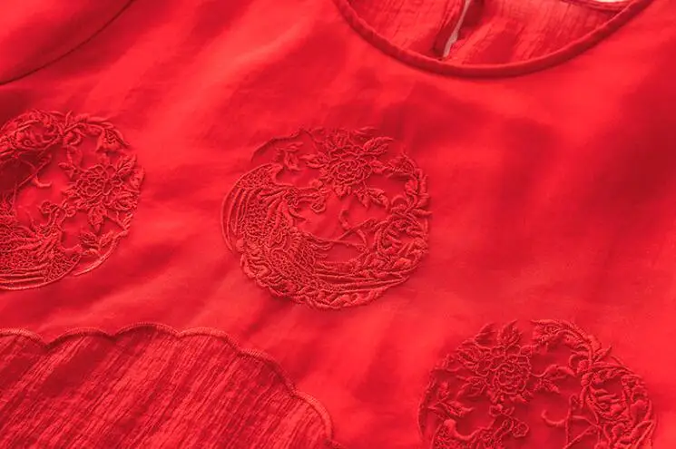 Весенний женский модный костюм из тенселя с вышивкой элегантный топ круглым