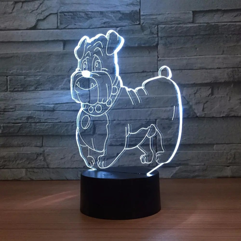 Новая 3d лампа питбуля 7 цветов Светодиодные ночные лампы для детей сенсорный