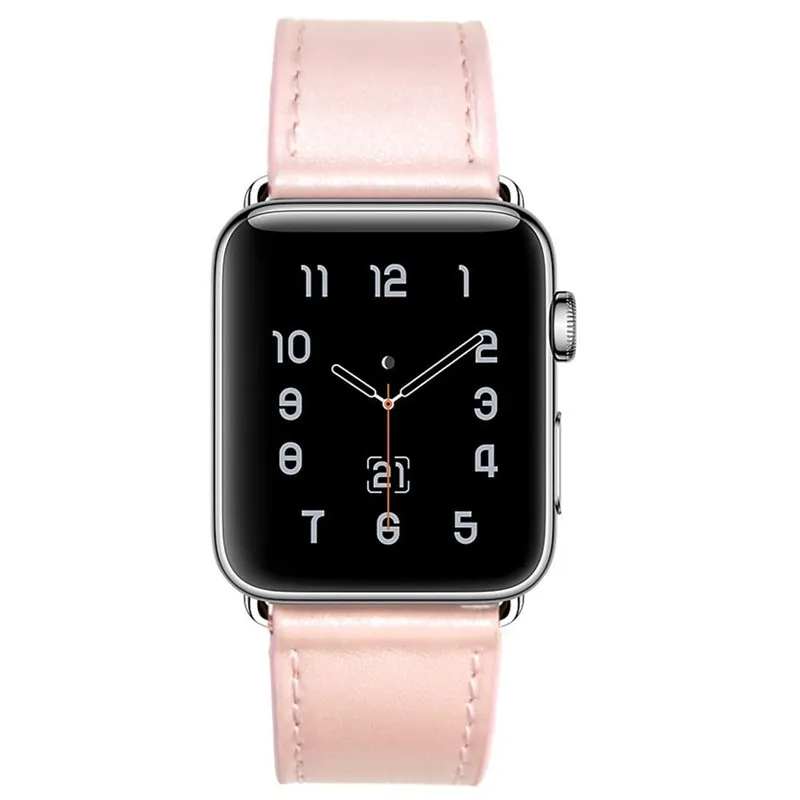 Ремешок для умных часов iWatch Series 1 2 3 сменный кожаный браслет синего цвета 38 мм 42