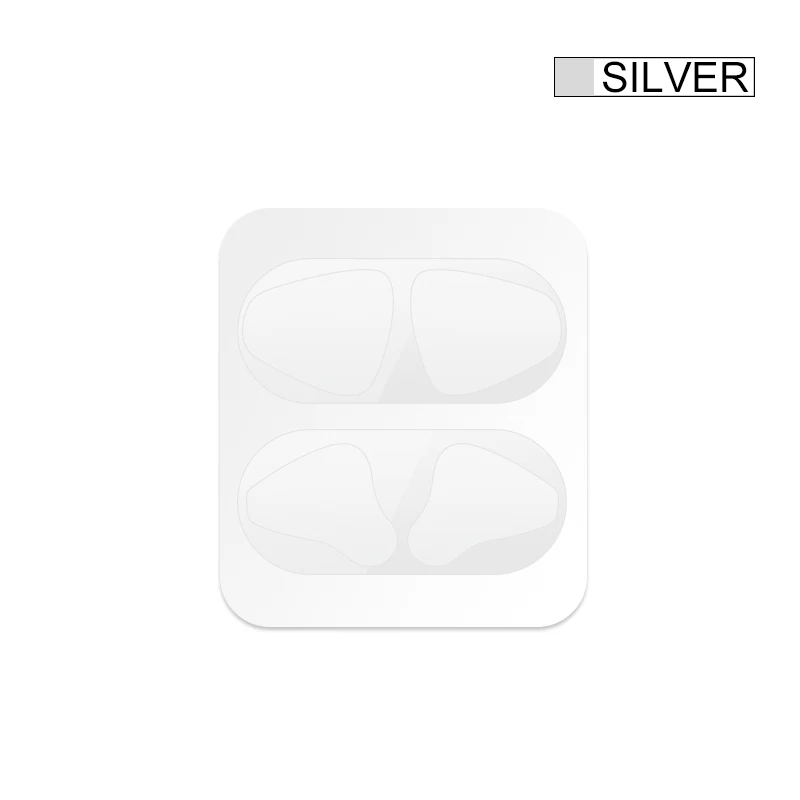 Silver Металлическая Пылезащитная наклейка для Airpods 2, защитная наклейка для Apple, гарнитура для Airpods, зарядная коробка, чехол, оболочка - Цвет: Silver