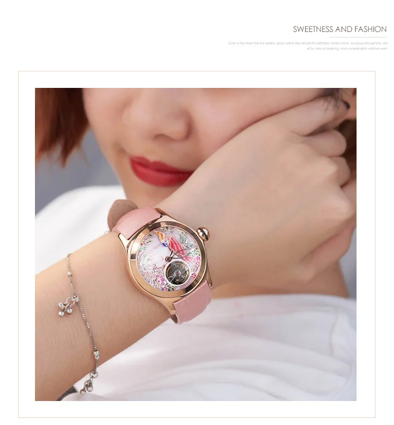 Риф Тигр Топ Бренд роскошные женские часы Reloj Mujer кожа автоматические механические водонепроницаемые модные часы RGA7105