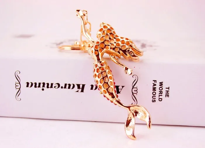 High Quqntity Crystal Mermaid Sea-maid Key Chain Holder Rhinestone Bag Pendant For Car Keyrings KeyChains Wedding Gift K1577 | Украшения и