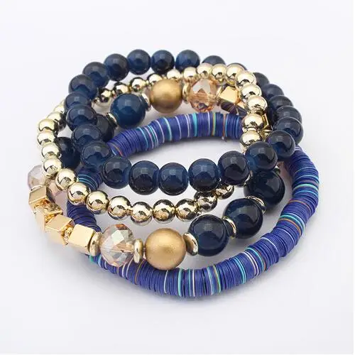 LEMOER Woman Beach Jewelry 2019 Fashion Bohemian Style Multilayer Candy Color Geometric Beads bracelets &amp bangles Pulseras Mujer |