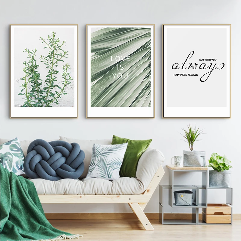 

Nordic Canvas Painting Modern Prints Botanical Leaves Art Poster Prints Green Art Wall Picture Living Room Frameless Poster