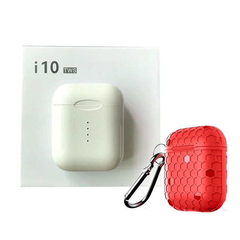 i10 with Red Case Оригинальные наушники i10 TWS Bluetooth 5.0 с сенсорным управлением беспроводные Bluetooth наушники спортивные наушники беспроводные гарнитуры для телефона - Цвет: i10 with Red Case