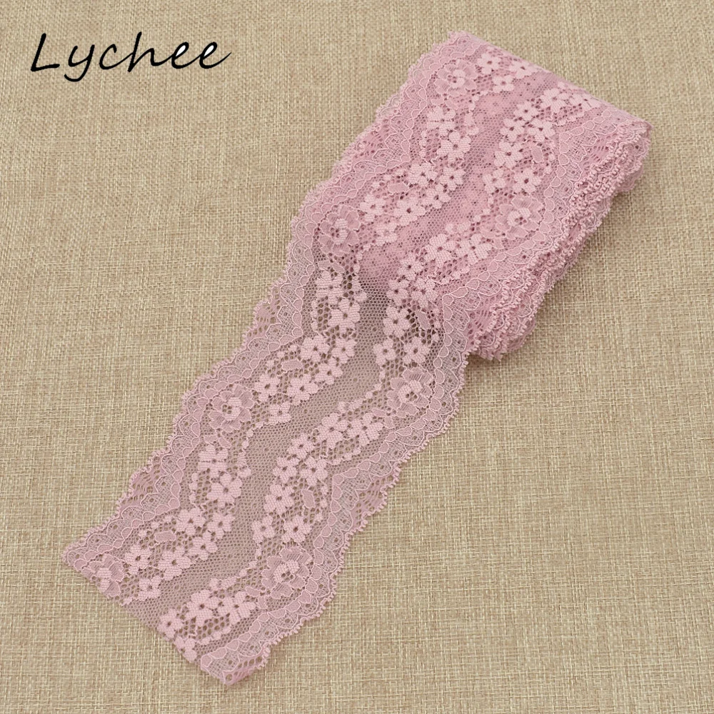 Lychee 5 ярдов полиэстер волокно цветочный вышитый кружевной отделкой мягкая
