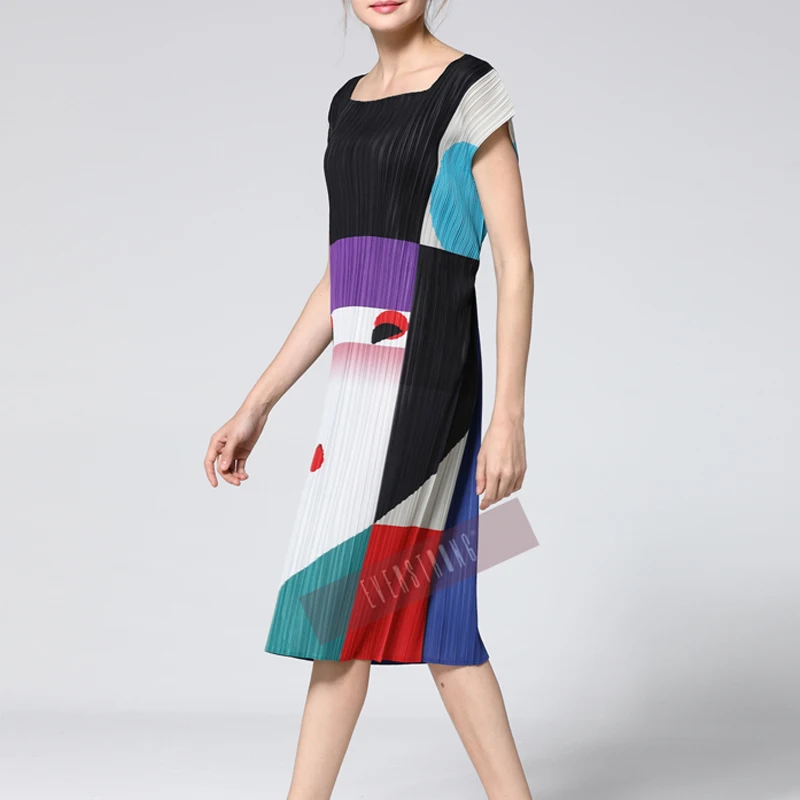 Changpleat 2019 летние новые женские платья miяка плиссированные модные с принтом