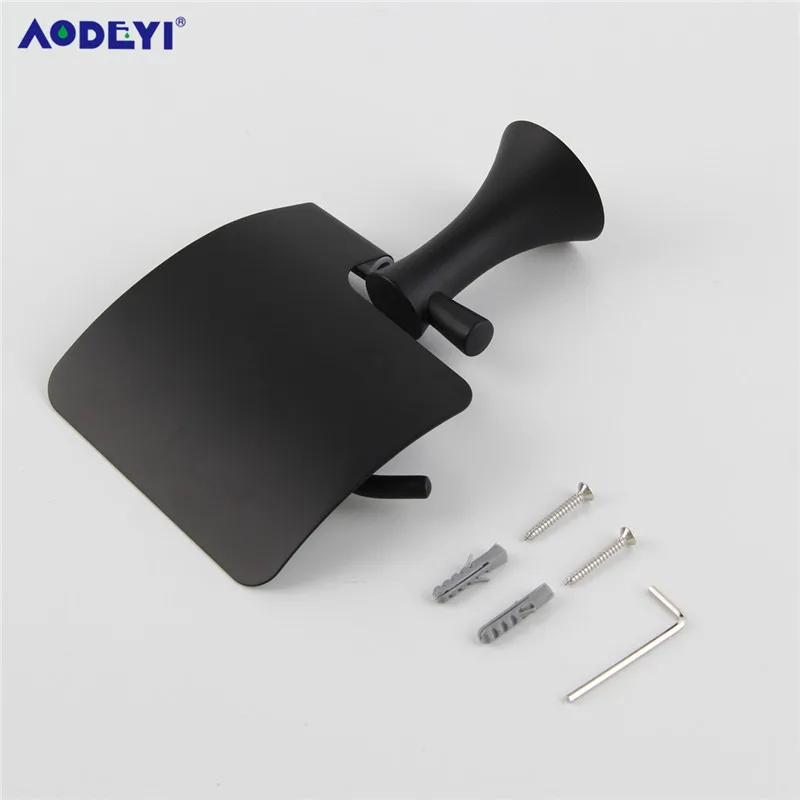 Tissue Holder AODEYI аксессуары для ванной комнаты матовый черный настенный держатель для бумаги полотенце барная стойка кольцо крюк робы ванны Аппаратные Наборы A9 - Цвет: Tissue Holder