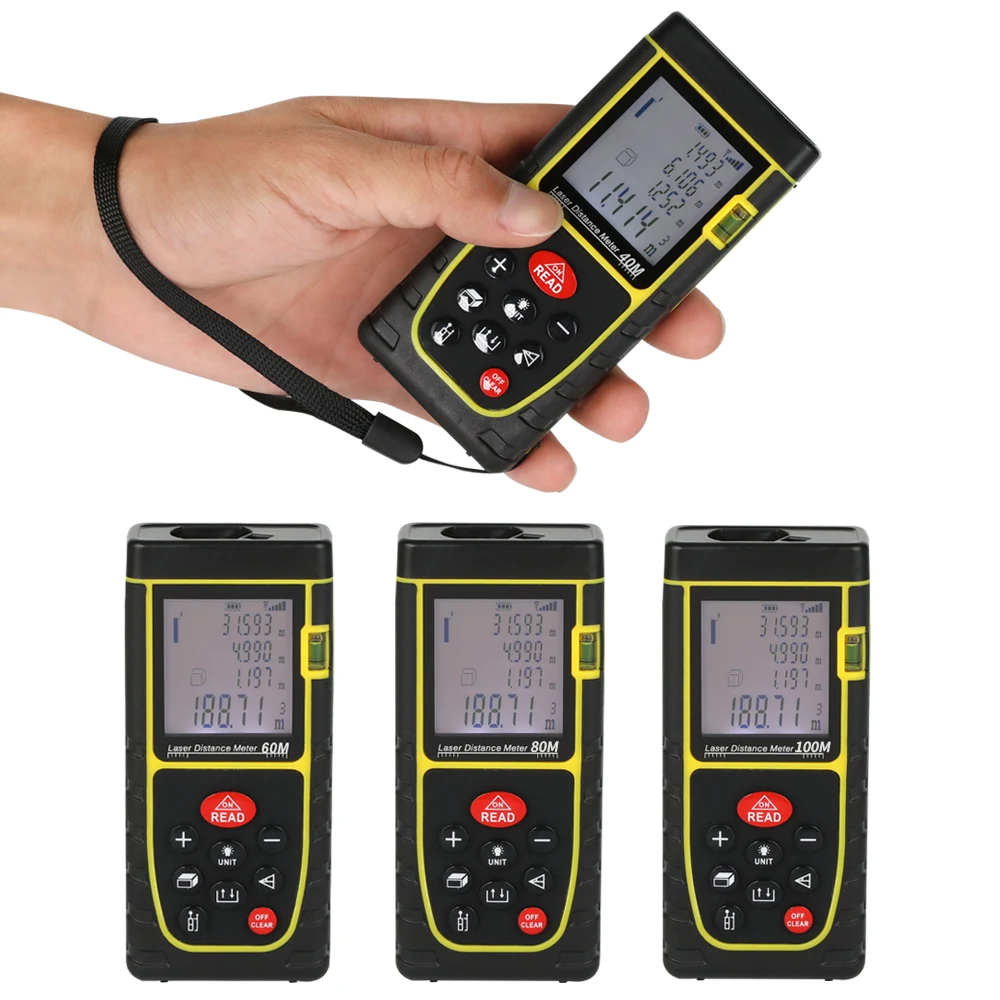 

Цифровой лазерный дальномер, желтый, 40-100 м, 2018