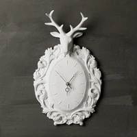 japanese style home decoration country deer head wall clock simple wall decoration retro animal white wall hanging