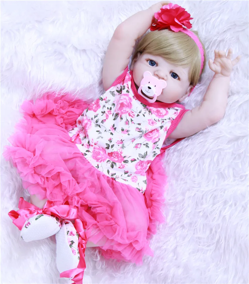2" Reborn dolls полное тело силиконовые reborn Младенцы розовое платье светлые волосы реалистичные девушки Bebe живой Reborn bonecas Дети подарок