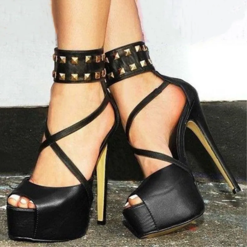

SHOFOO shoes,Beautiful new women's shoes, PU fabric, about 14.5 cm high-heeled sandals, women's sandals. SIZE:34-45