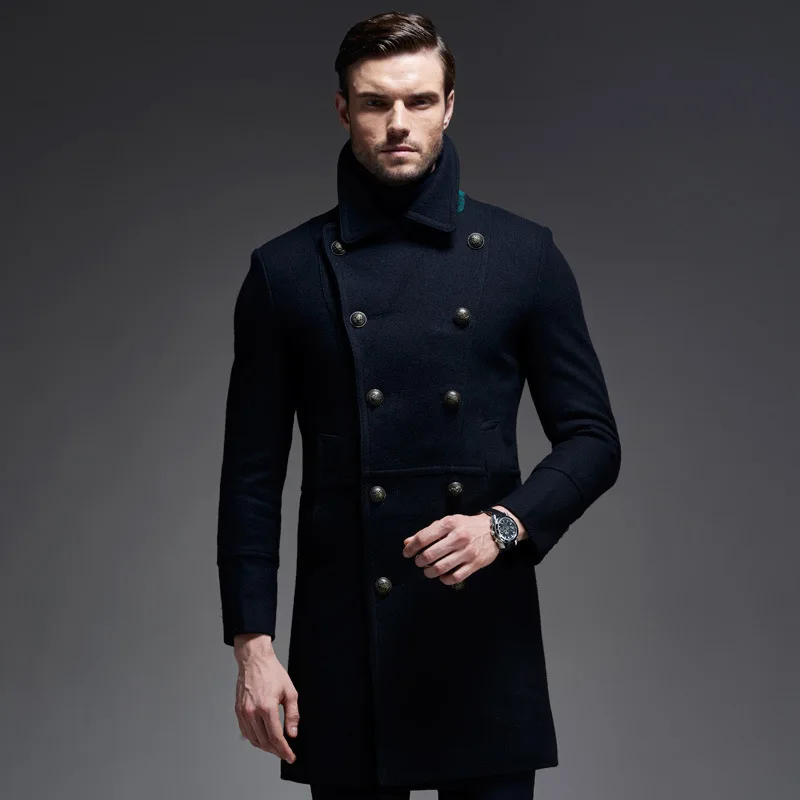 

Мужской длинный Тренч, зимнее шерстяное пальто, M-3XL