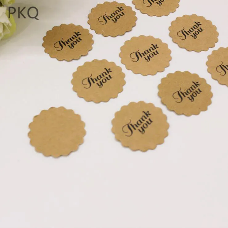100 шт 3 см Thankyou маленькие коричневые бумажные этикетки торт из конфет коробки для