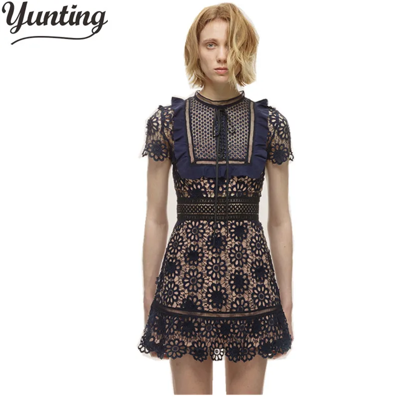 

2021 new arrival summer Runway black Lace Dress