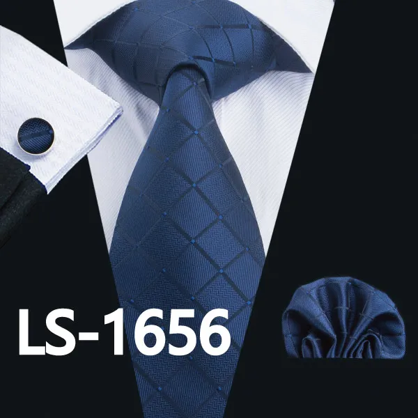 LS1656 LS-1610 Barry. Wang Мужской галстук шелк жаккардовый тканый галстук носовой платок Запонки Наборы для формальных Свадебная деловая вечеринка - Цвет: LS1656