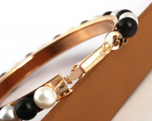 Женские серьги кольца с черным и белым жемчугом из нержавеющей стали|hoop earrings|loop