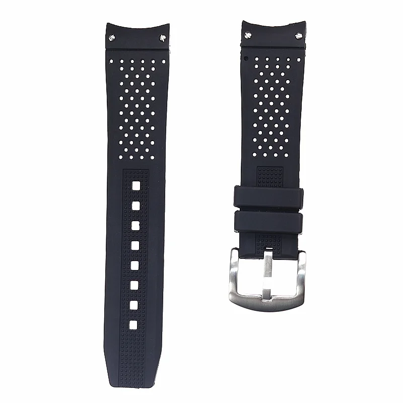 black Silver clasp 22 мм высококачественный силиконовый черный синий ремешок для TAG Heuer Carrera серии F1 AQUARACE ремешок для часов браслет с винтами - Цвет ремешка: black Silver clasp