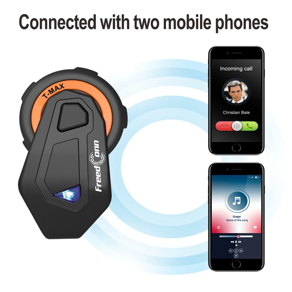 Freedconn T max мотоциклетный шлем Bluetooth гарнитура для домофона 6 всадников 1000 м группа