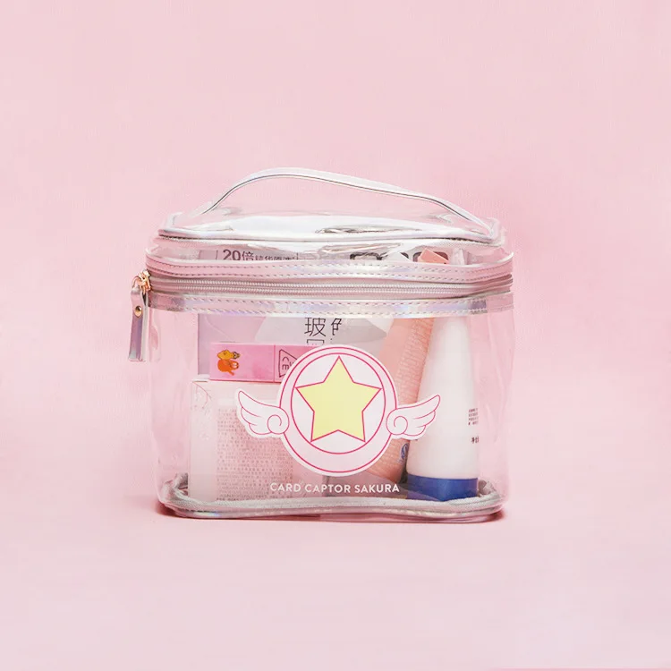 Cardcaptor Сакура портативный водостойкая сумка прозрачный сумки мыть косметический мешок дорожна сумка Сухой Влажной сетки Чистая Пул