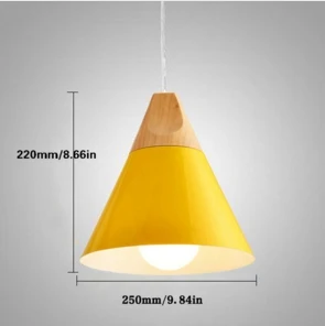 Yellow Large D25cm Скандинавские современные деревянные подвесные потолочные лампы, красочные Алюминиевые абажуры, Светильники для дома, столовой, освещение MYC - Цвет корпуса: Yellow Large D25cm