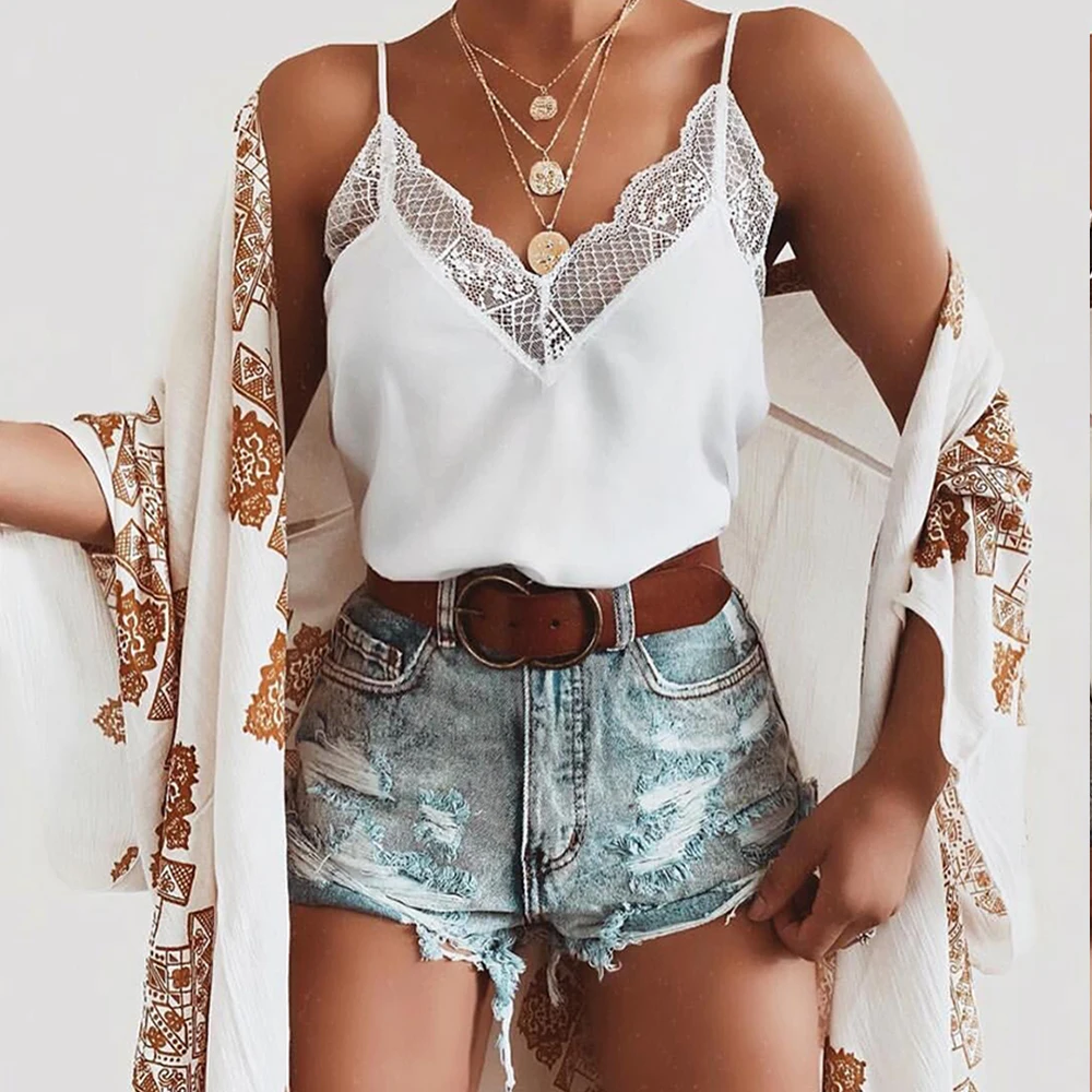 Женская шифоновая майка с v образным вырезом черная и белая без рукавов принтом